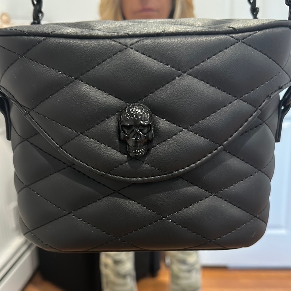 Betsey Johnson Black Quilted Mini Bag with Chain Strap